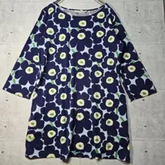 marimekko マリメッコ ウニッコ 総柄 七分袖チュニックワンピース XSのサムネイル