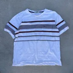 CROCODILE クロコダイル ボーダーTシャツ 半袖 白 ポケット付き 古着