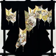 【新品/正絹】日本製 漆黒に金駒刺繍 高級手書き京友禅 お宮参り 産着 男の子黒
