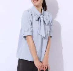 DRESKIP ドレスキップ ボウタイ付き5分袖 ブラウス 2way