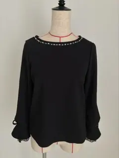 INGNI 5〜7分袖トップス　オフィスカジュアル　レース　リボン　ゴスロリ　黒