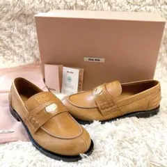 【未使用】MIU MIU　ペニーローファー　ブラウン　35.5　ヴィンテージ加工のサムネイル
