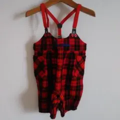 ミキハウス 赤・黒 チェック オーバーオール