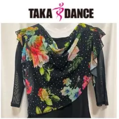 【タカダンス】花柄シースルー重ね着風トップス ドレープネック