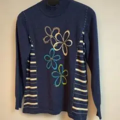 美品【ＳＵＩ】ラインストーンデザイン長袖ニットイタリア製毛糸ウール１００%