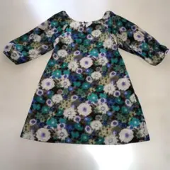 三愛　花柄 7分袖ワンピース