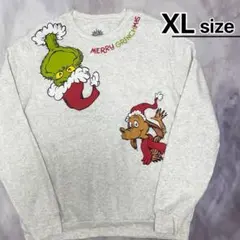 The GRINCH　スウェット　XL　ライトグレー　ホワイト　クリスマス　古着