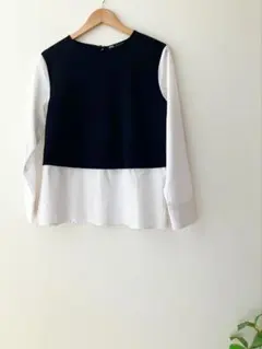 ZARA レイヤードデザイン長袖シャツ　プリーツ　M