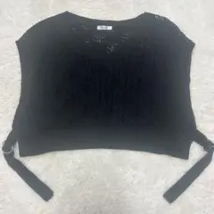 INGNブラック透かし編みニットベスト