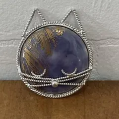ハンドメイド　七宝焼　ブローチ　コサージュ　猫　ネコ　動物