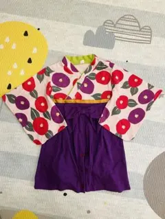 ひなまつり　着物　袴ロンパース　椿　80サイズ