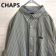 90s CHAPS BDシャツ ストライプ 長袖 イエロー チャップス