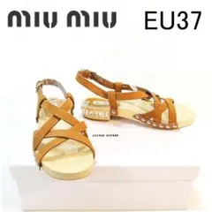 ✨輝くビジュースタッズ✨ミュウ ミュウ miu miu ウッドサンダル EU37のサムネイル