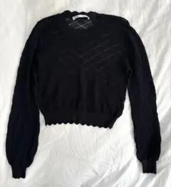 ZARA 黒 透かし編み シースルー ニット トップス