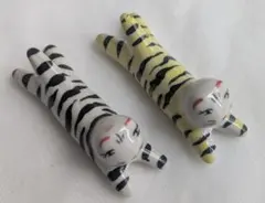 ベトナム 民族工芸 バッチャン焼 箸置 2対 陶器 箸置き 可愛い猫 ネコ