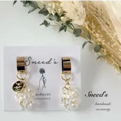 ▪ファルファーレ×メダルチャーム×半円ドームカボションピアス／イヤリング