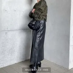 エジック　Ezick パンチングエコレザースカート ブラック　フリーサイズのサムネイル