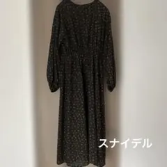 スナイデル　小花柄 長袖 ロングワンピース ブラック