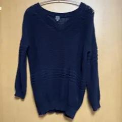 カルバンクラインLサイズネイビー Vネック 長袖ニットセーター サイズ4
