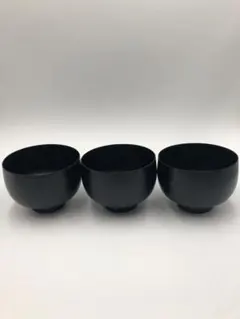 ほぼ未使用 懐石道具 木製黒真塗 四つ椀 応量器 3客組 小丸椀 和食器