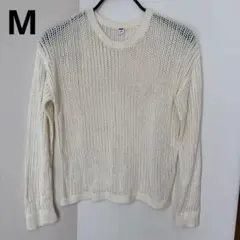 UNIQLO アイボリー 3Dメッシュクルーネックセーター　長袖ニット M