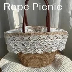 Rope Picnic かごバッグ レース装飾 巾着付き トートバッグのサムネイル