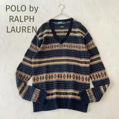 POLO by RALPH LAUREN リネン カシミヤ ニットマルチボーダー