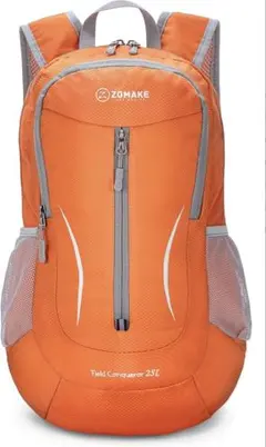 軽量 パッカブルバックパック 25L 折りたたみ式 バックパック 防水 オレンジ