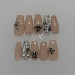 【現品】ネイルチップ　ちゅるん　ワンホン　埋め尽くし　ガーリー