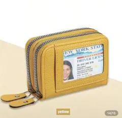 PUレザー小銭入れ付き、ダブルファスナー、カードホルダー 小型財布 硬貨入れ財布