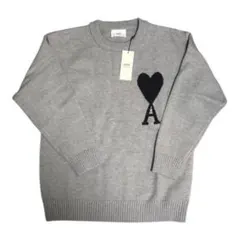 AMI Paris ハートロゴニット セーターグレー（新品・タグ付き）