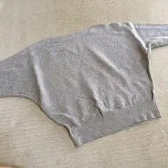 OFUON グレー リブ編み 長袖ニット