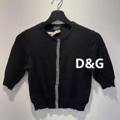 D&G ラインストーン 半袖カーディガン ブラック