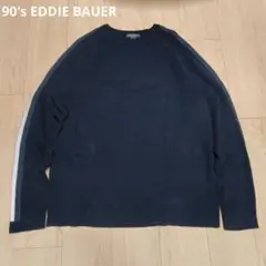 90's Eddie Bauer ラグラン ブラック コットンニット