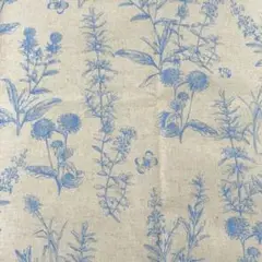 ⑤ベージュ×草花 蝶 てんとう虫 綿麻キャンバス 100㎝幅×1m 生地 ハギレ