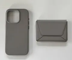 iPhone15pro対応レザーケース&多機能カードケーススタンド(トープ)