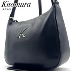 ✨良品✨キタムラ ハンド ワンショルダーバッグ 肩掛け ミニバッグ レザー 紺のサムネイル