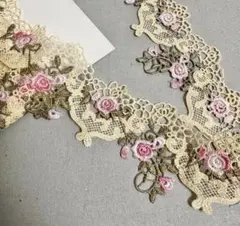 花柄刺繍レースモチーフ フラワーモチーフレース 1m