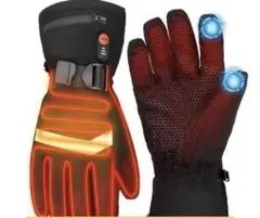 電熱グローブ 冬用 ブラック/オレンジ　バイク　装備　防寒　寒さ対策