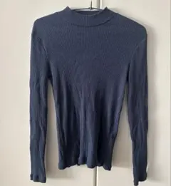 UNIQLO ユニクロ リブハイネックT ブルー Mサイズ　春服