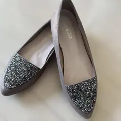 ESPERANZA ビジュー付きグレーパンプス 24.0cm