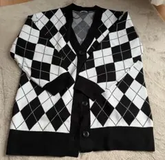 アーガイル柄 長袖カーディガン