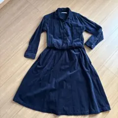 ネイビー シャツワンピース コーデュロイ