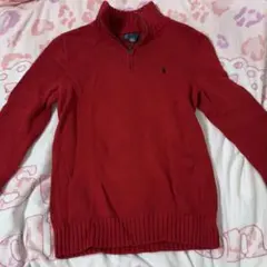 Polo ラルフローレン ニット ジップ 赤