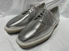 RANDA メタリックシルバー　レースアップシューズ　スタッズ　Lサイズ　中古