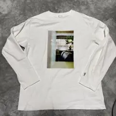 ホワイト 長袖カットソー 写真プリント