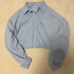 ライトブルー クロップドシャツ