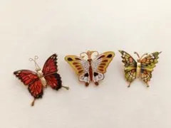 アンティークレトロ✿蝶々バタフライの鮮やかブローチまとめ売り