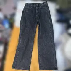 ハイウエスト ワイドデニムパンツ ブラック