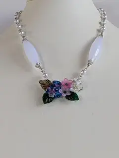 新作12月【一点物フラワー花束ネックレス】オリジナルデザインハンドメイド